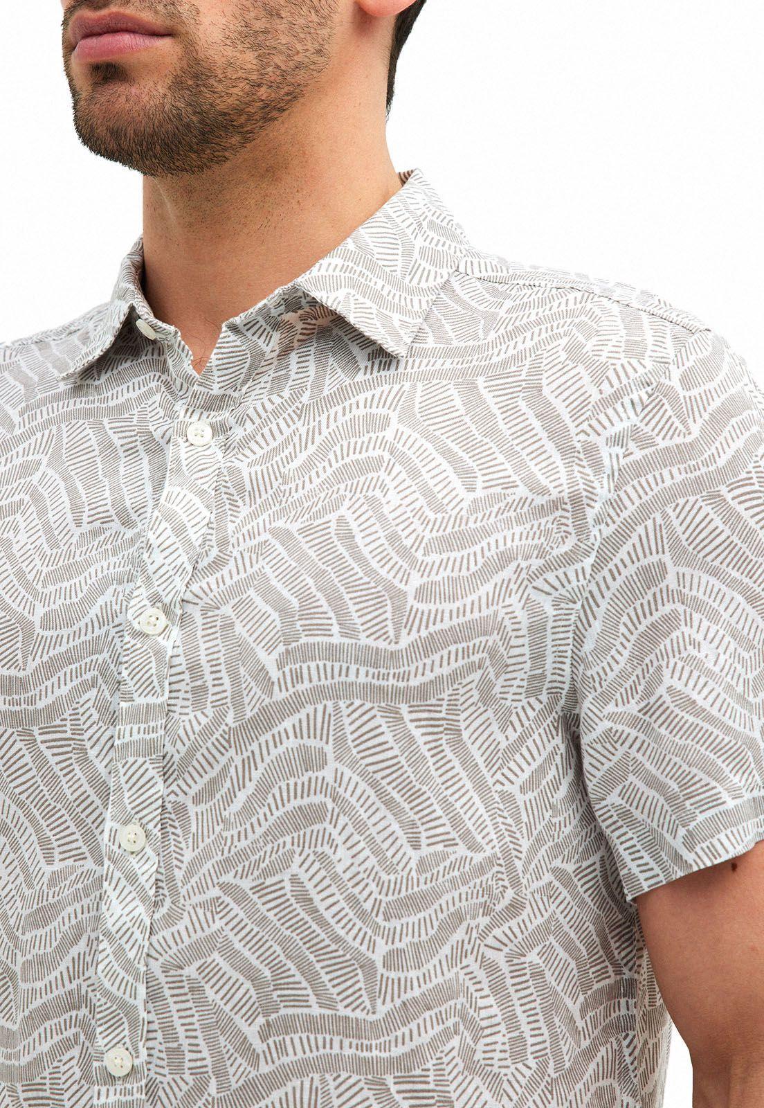 Camisa lino beige estampada-2
