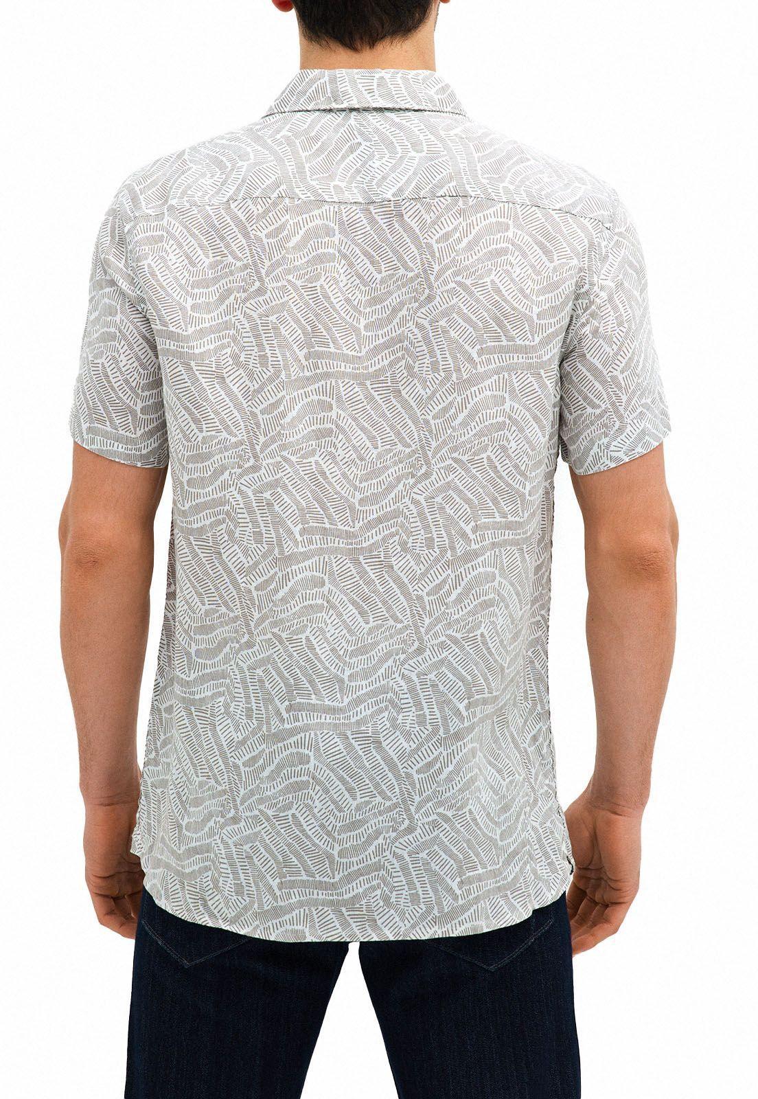 Camisa lino beige estampada-1