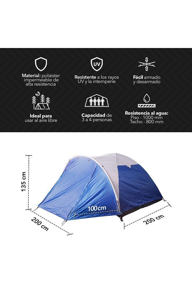 Carpa de Camping Budi 2 o 3 Personas Azul-2