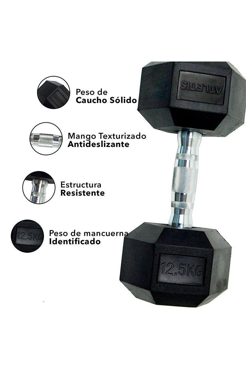 Pack de 2 Mancuernas Hexagonales 12,5 Kg Negro-3