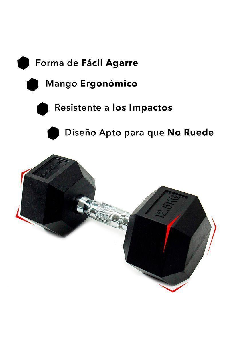 Pack de 2 Mancuernas Hexagonales 12,5 Kg Negro-4