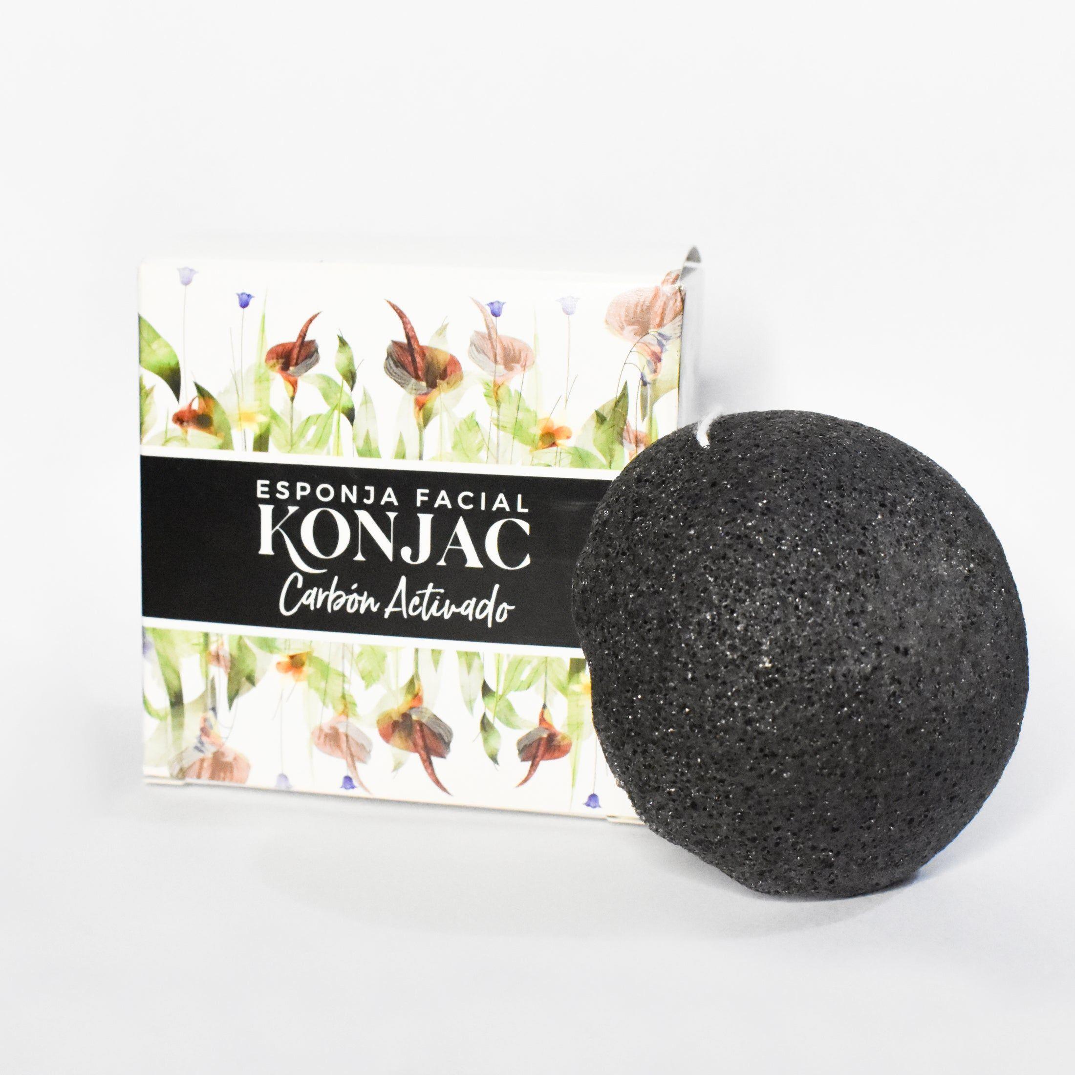 Esponja facial Konjac con carbón activo-0