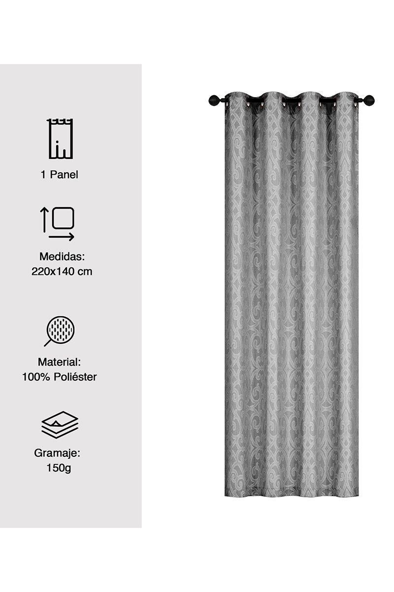 Cortina 3D Jacquard con Ojales 140x220 cm Gris-2