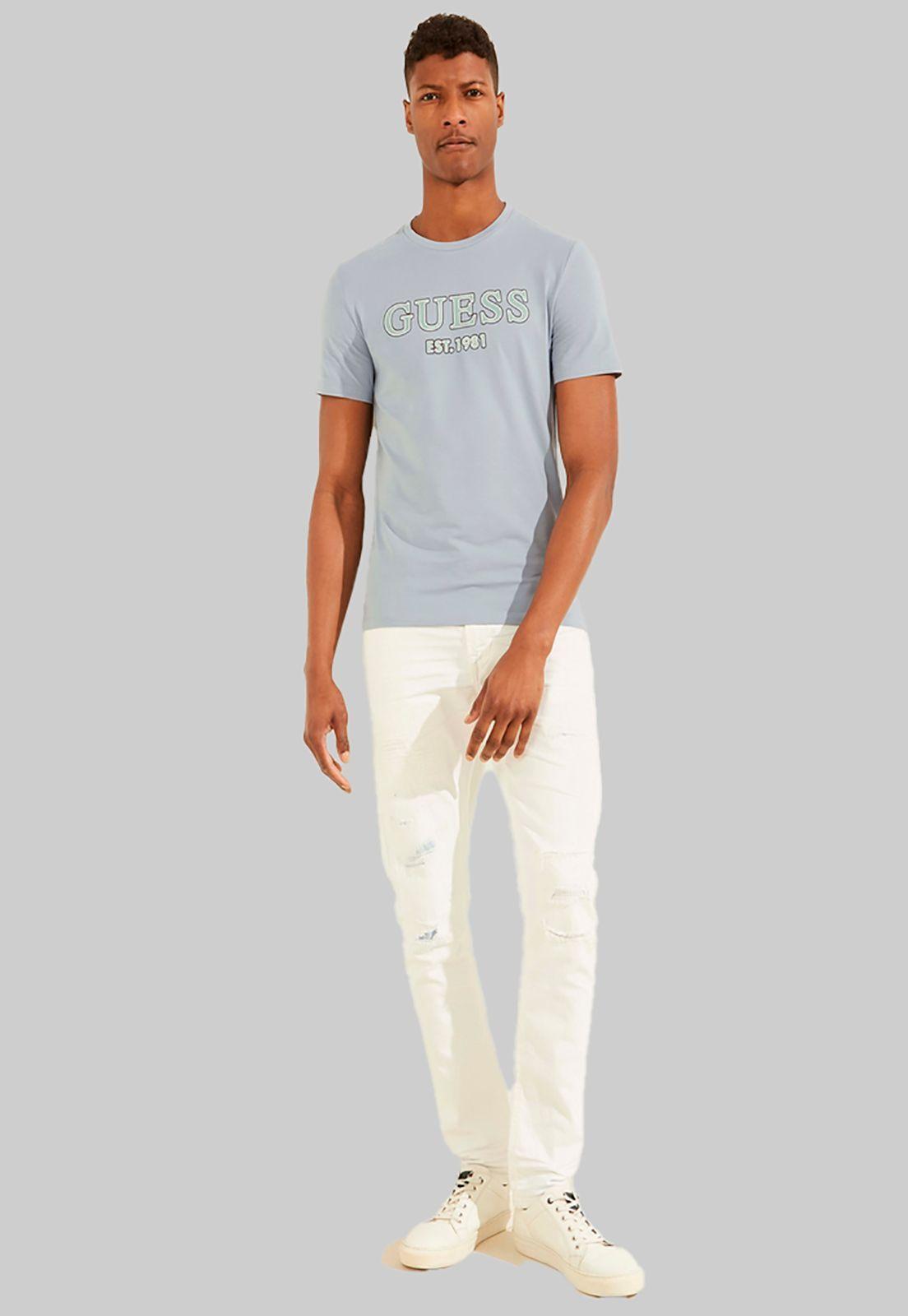 Polera Guess Point Cn Ss Tee A70Q Celeste-1