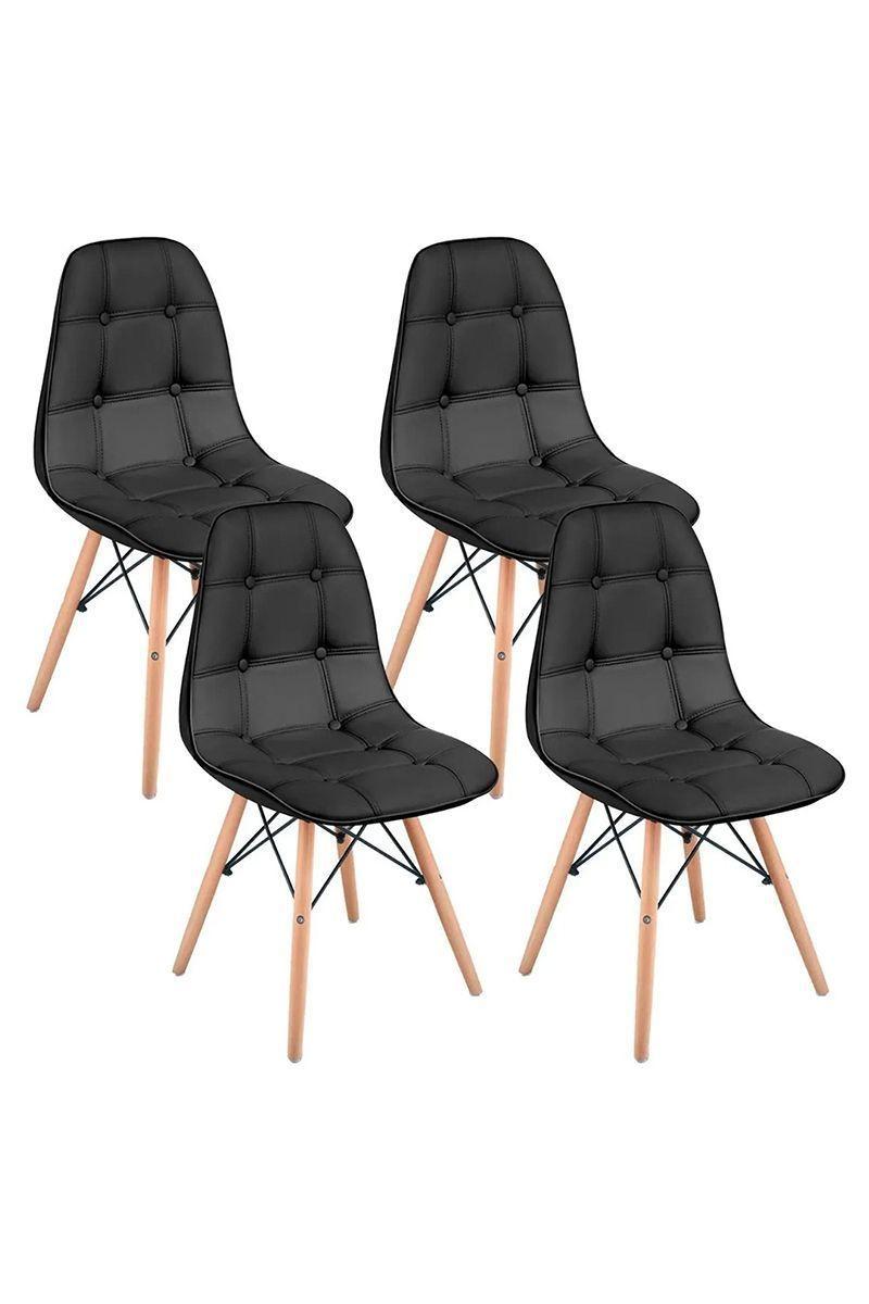 Pack 4 Sillas Eames Acolchadas Pu Negro-0