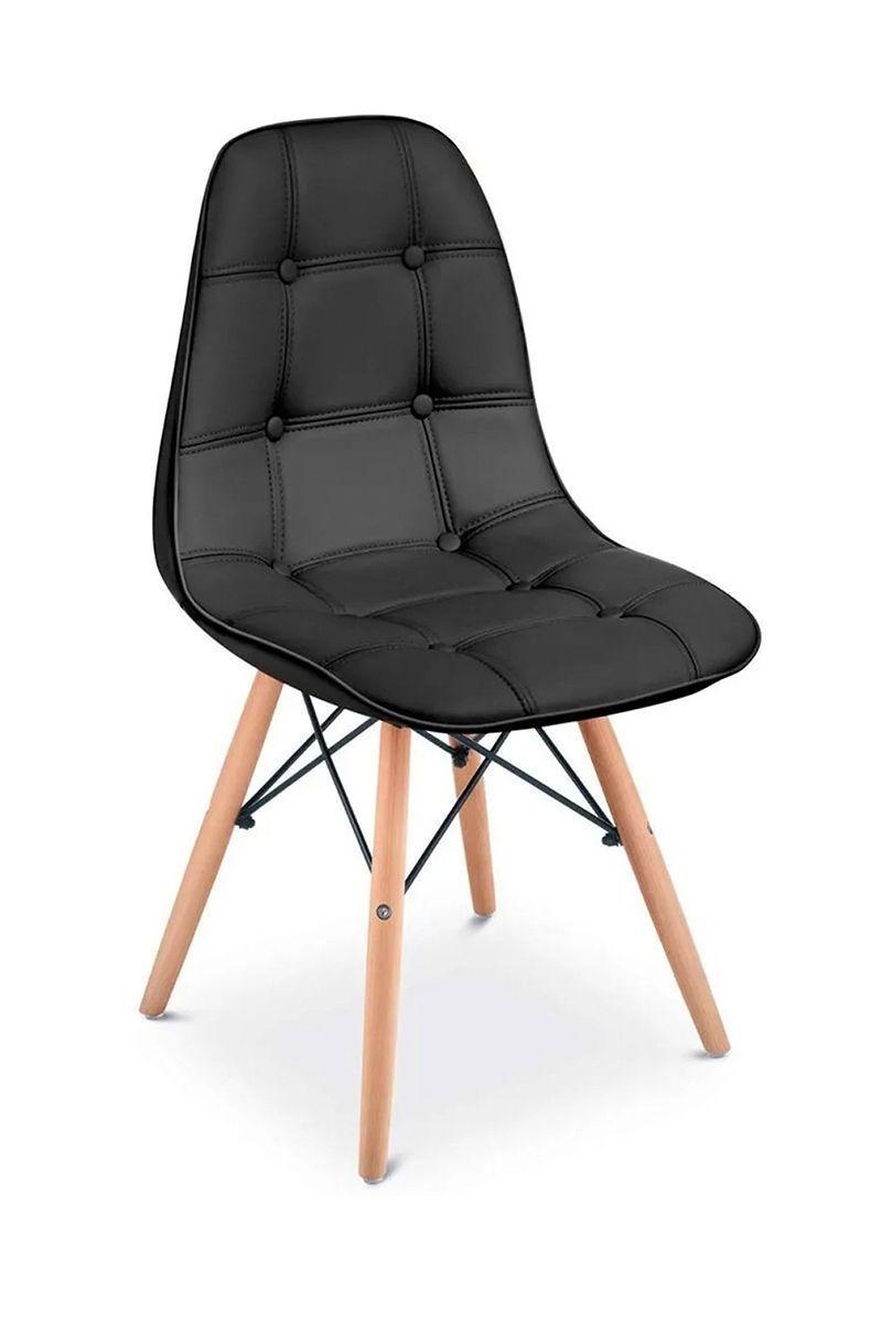 Pack 4 Sillas Eames Acolchadas Pu Negro-3