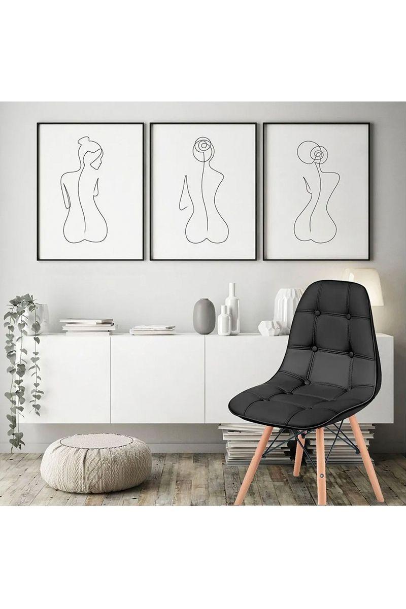 Pack 4 Sillas Eames Acolchadas Pu Negro-1