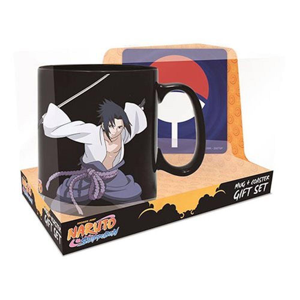 NARUTO SHIPPUDEN NARUTO N SASUKE MAGIC TAZA N COASTER SET-0