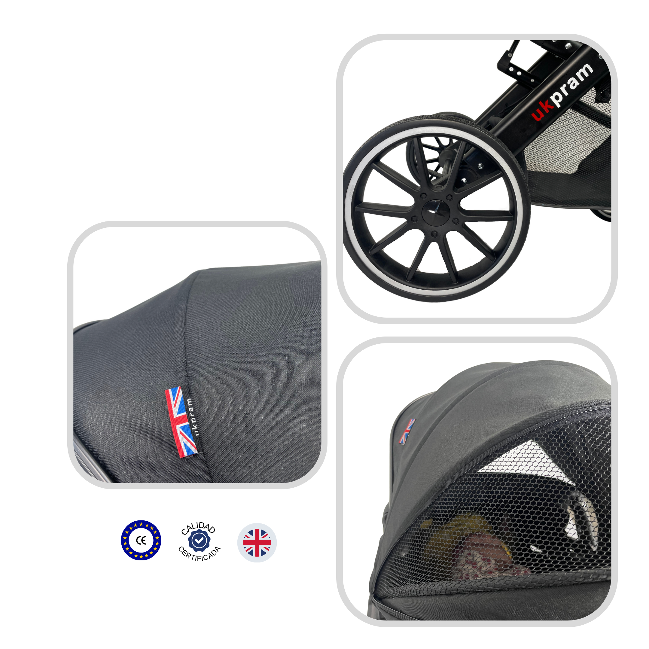Coche de bebé 3 en 1 cuna - paseo - silla RN / Negro -2