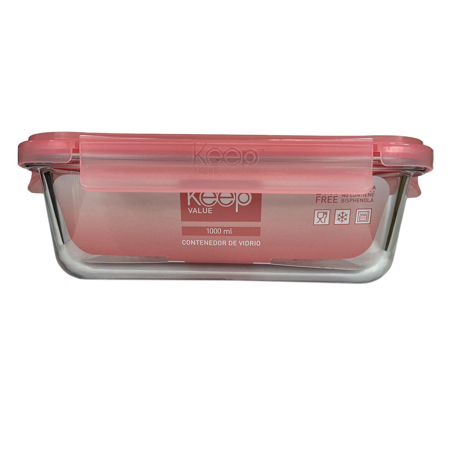 Pack 3 Taper Hermético Rectangular de Vidrio 1000 ml - Keep-1