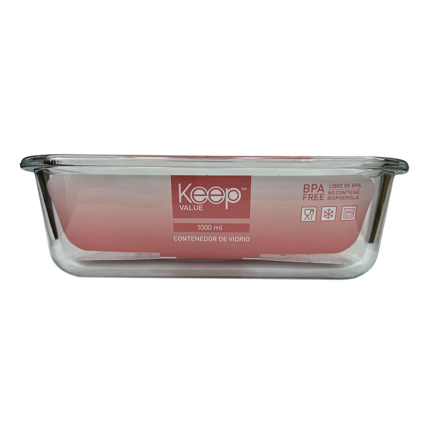Pack 3 Taper Hermético Rectangular de Vidrio 1000 ml - Keep-2