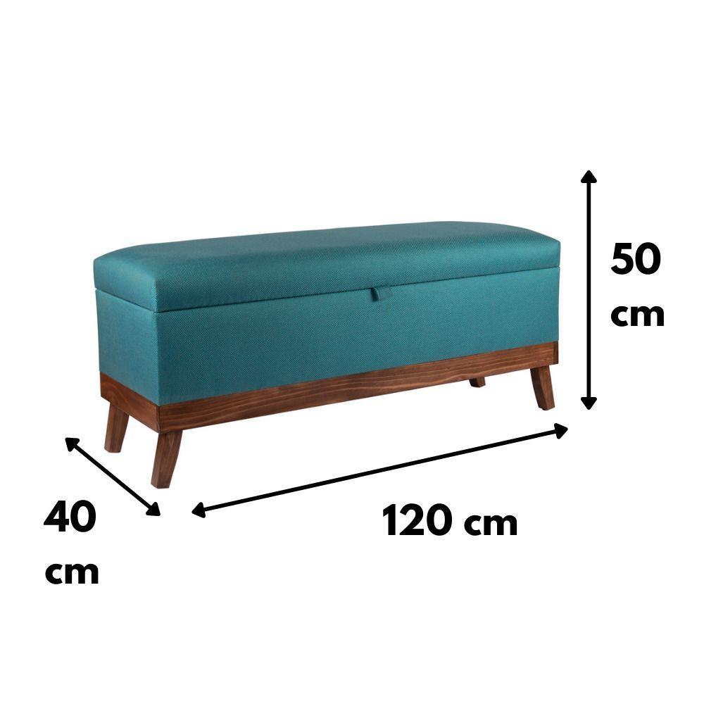 Banqueta con Baúl Incy Turquesa Omega 120x40x50 cm Máxima Design-3