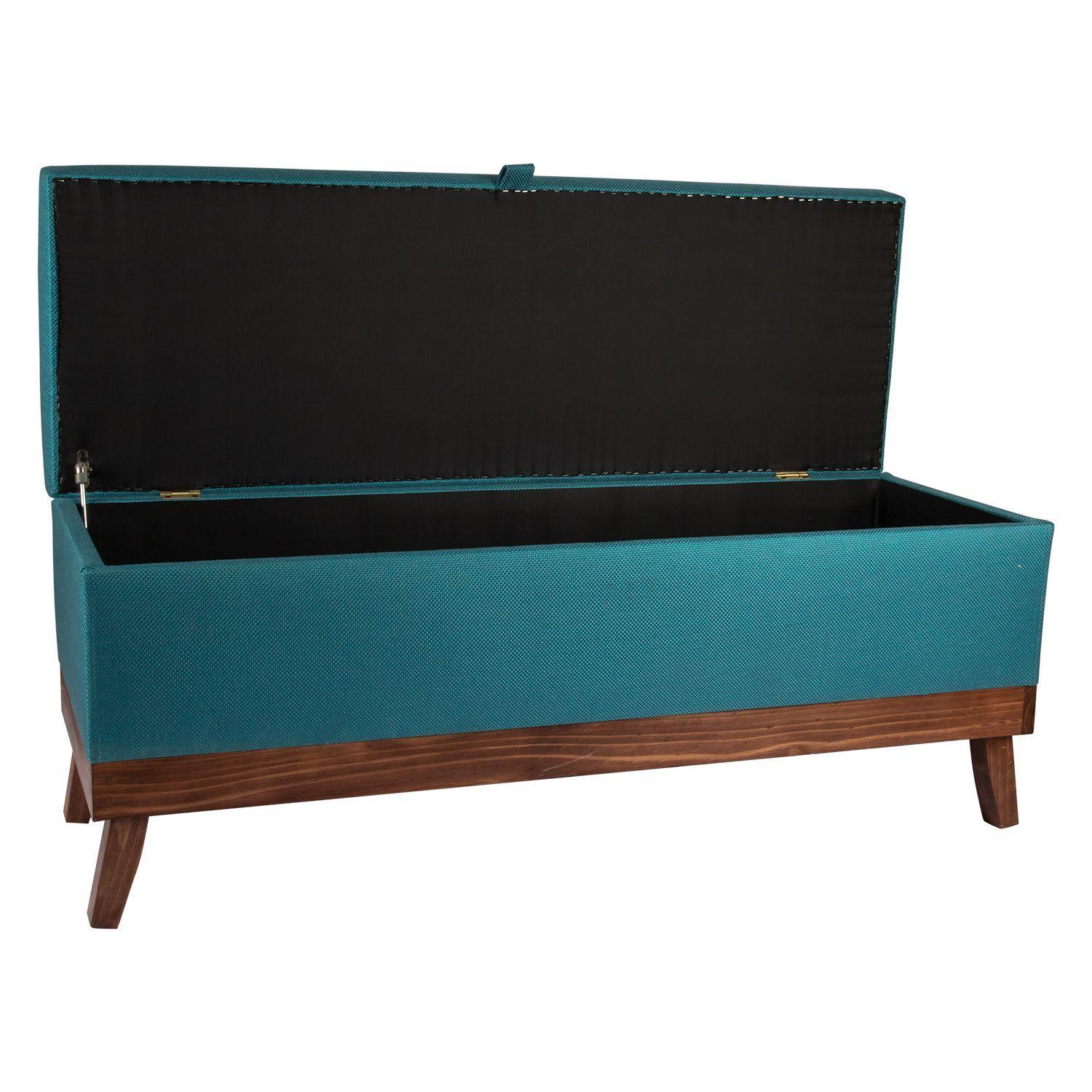 Banqueta con Baúl Incy Turquesa Omega 120x40x50 cm Máxima Design-2
