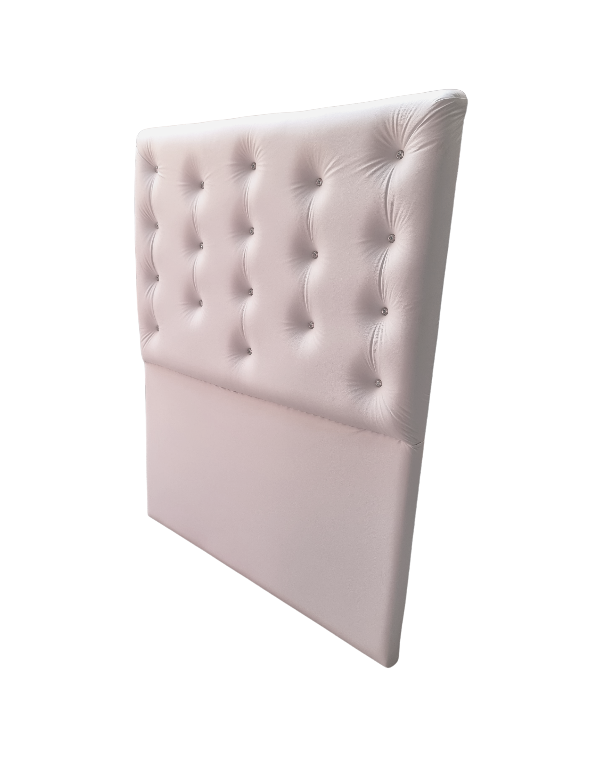 Respaldo 1.5 Plazas a Piso Botón Diamante Blanco Eco Cuero Muebles Rimar-3