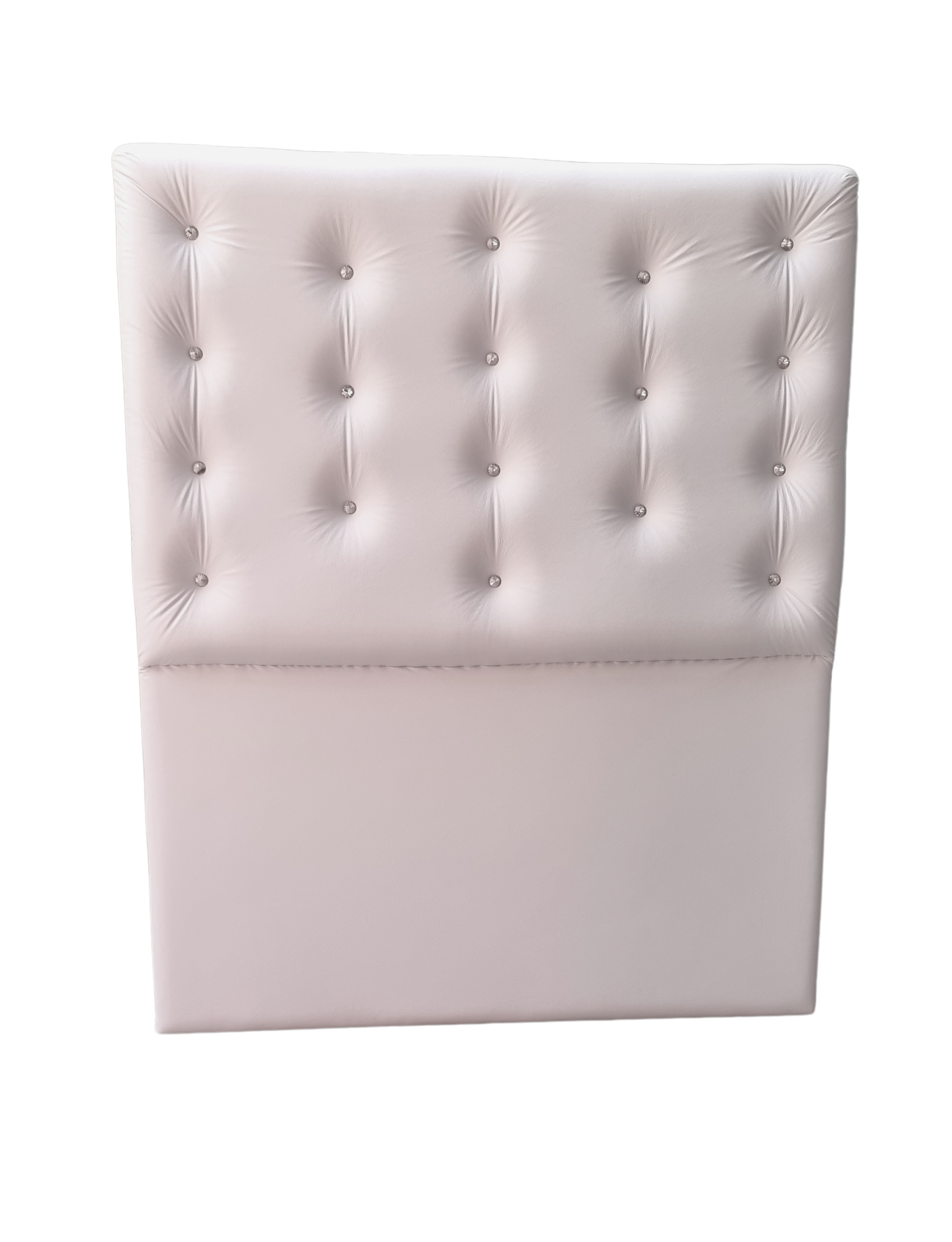 Respaldo 1.5 Plazas a Piso Botón Diamante Blanco Eco Cuero Muebles Rimar-2