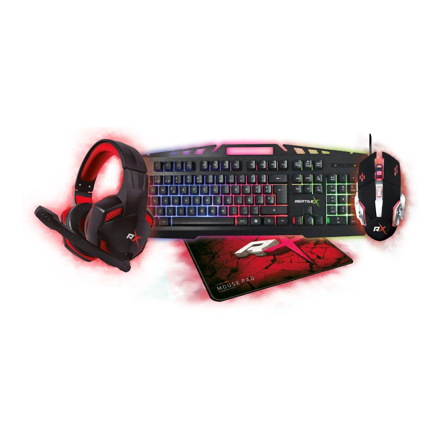 Kit Gamer Pro Teclado Mouse 3200 DPI Mousepad y Audifonos PC PS4 -0