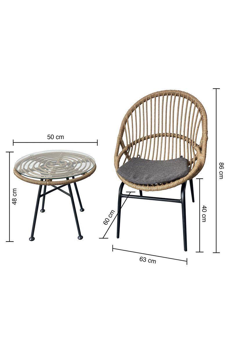 Set De Terraza 3 Pieza Graneda Café-2