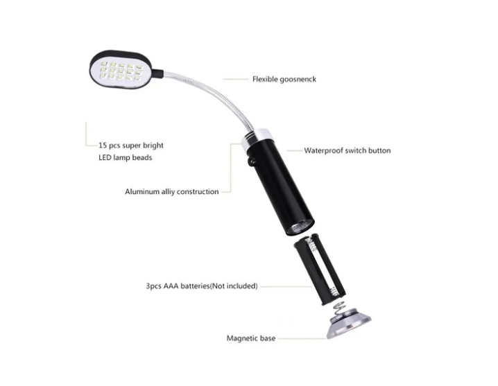 Linterna De Mesa Metálica Con Base Magnetica 15 Led-3