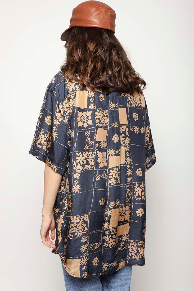 Blusa vintage reciclado multicolor montage L-2