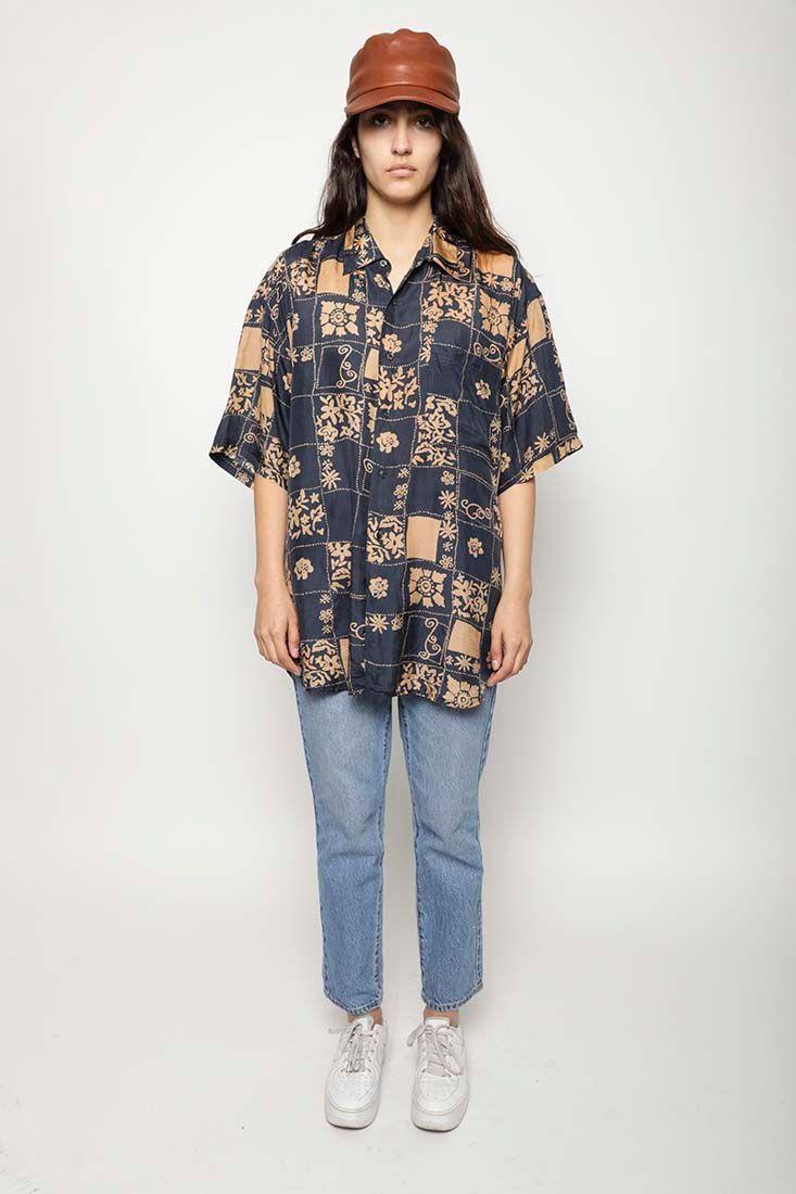 Blusa vintage reciclado multicolor montage L-4