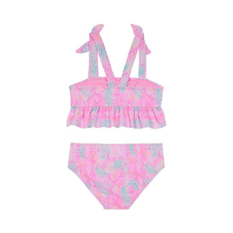 Traje de Baño Bikini UV30+ con Vuelos para Niña Rosado-2