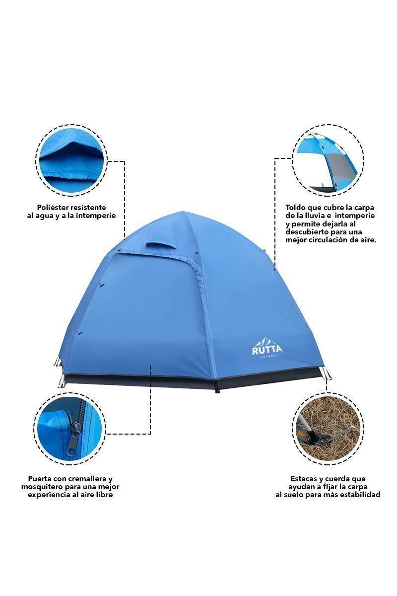 Carpa Camping Hexagonal 3 a 4 Personas Azul-7