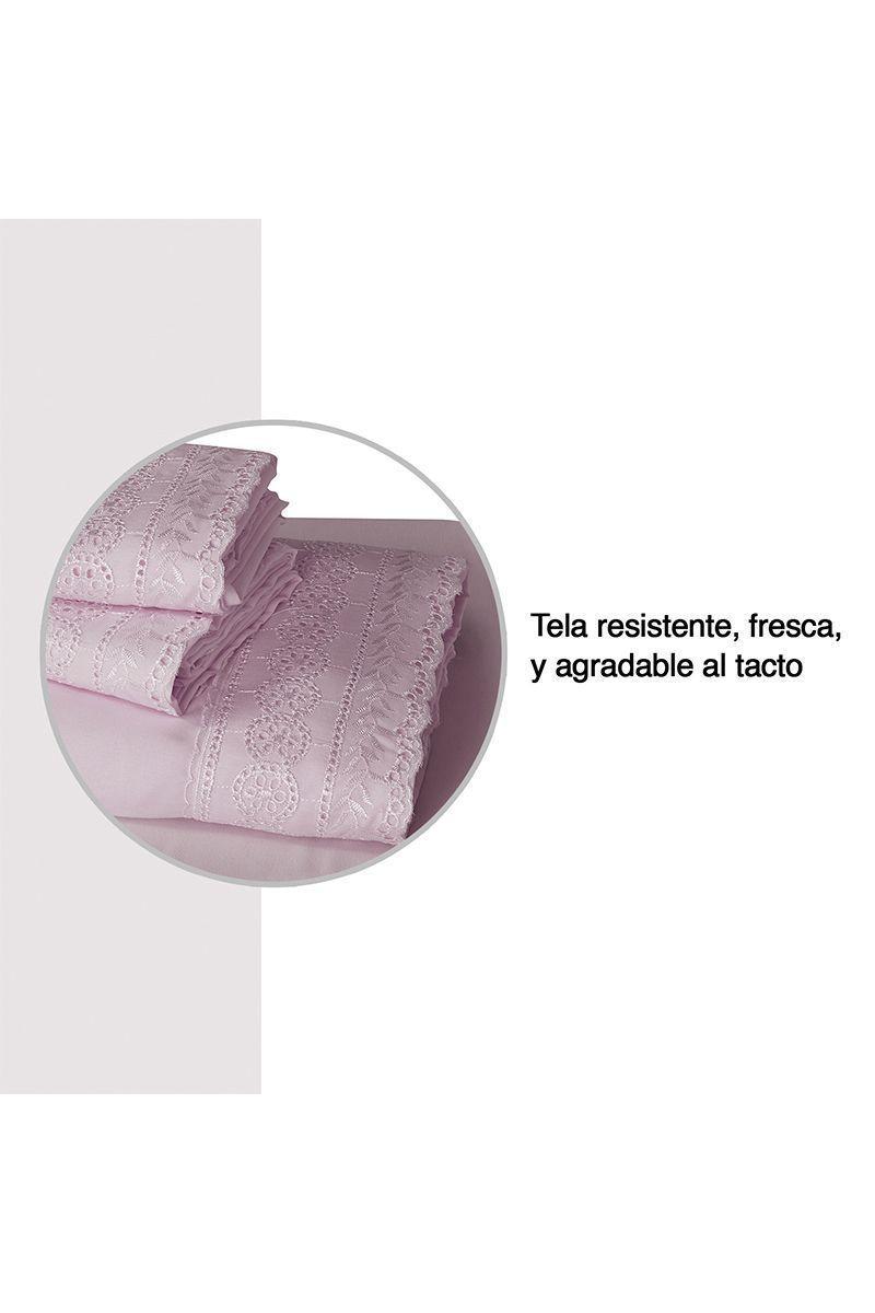 Sábana Broderie 1,5 Plazas Palo Rosa-3