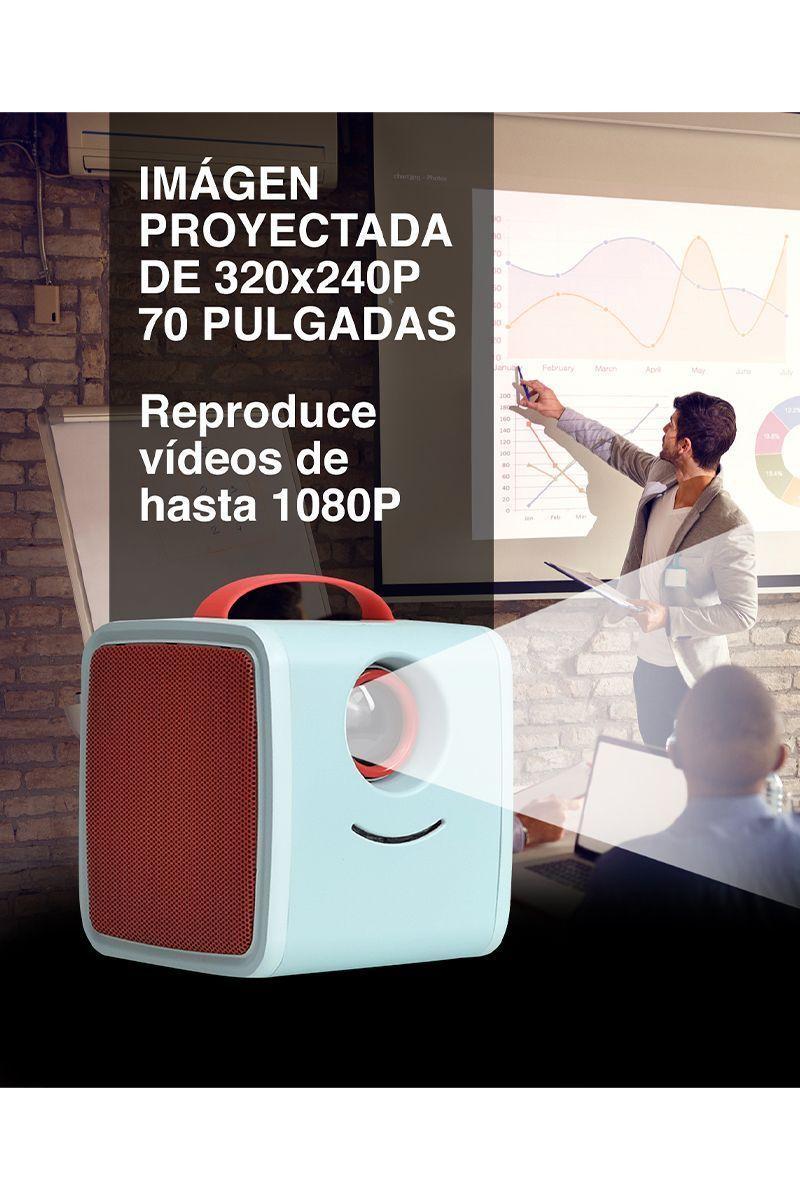 Mini Proyector Portátil 11,5x10,3x10,5 cm Celeste-2
