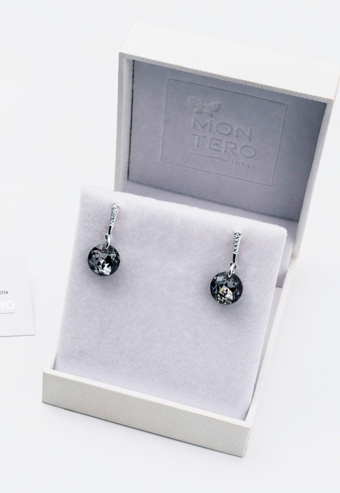 Aros Gracia Cristales Genuinos Silver Night-2