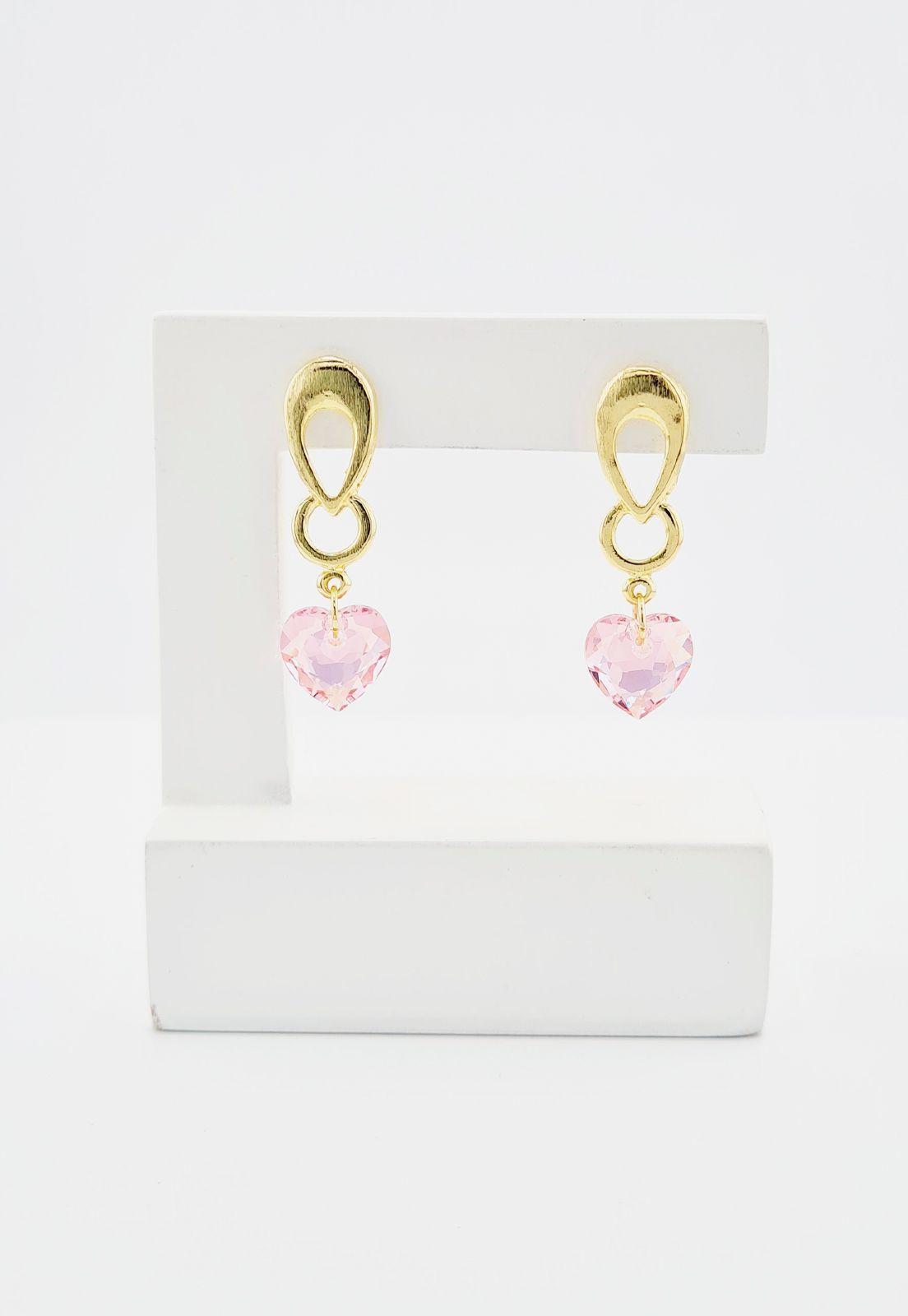 Aros Amor Gold Cristales Genuinos Rose Shimmer.-2
