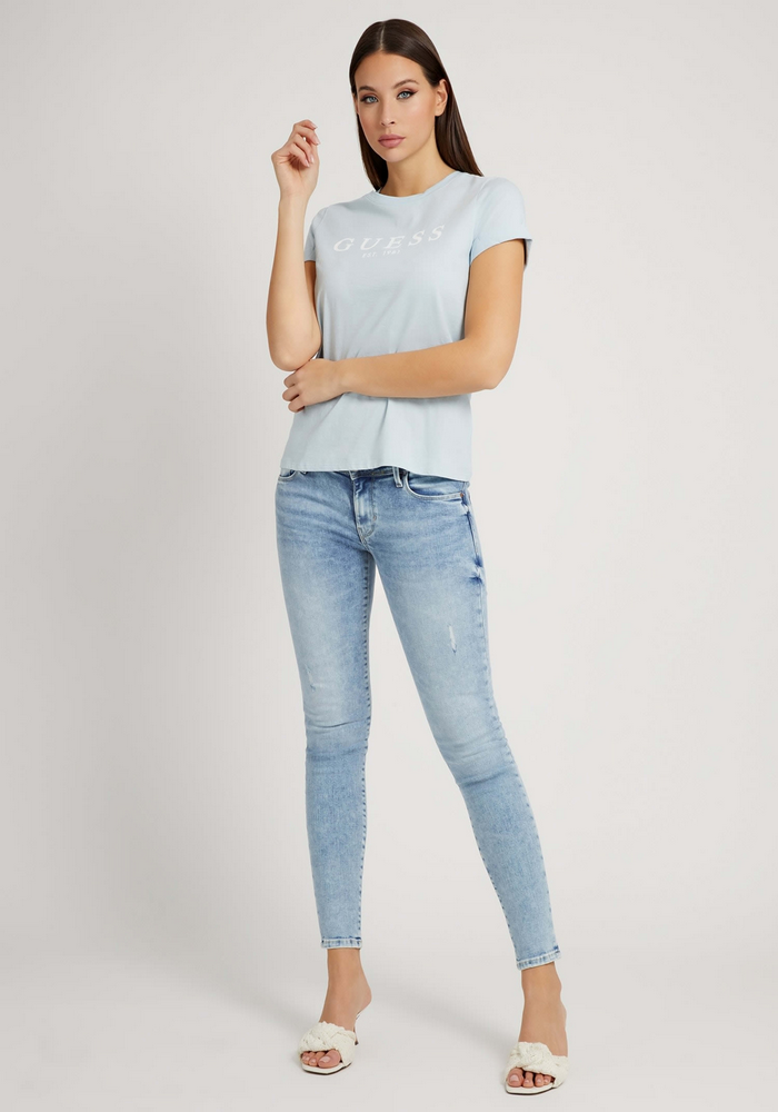 Polera Guess 1981 Roll Cuff Tee G7Gg Celeste-0