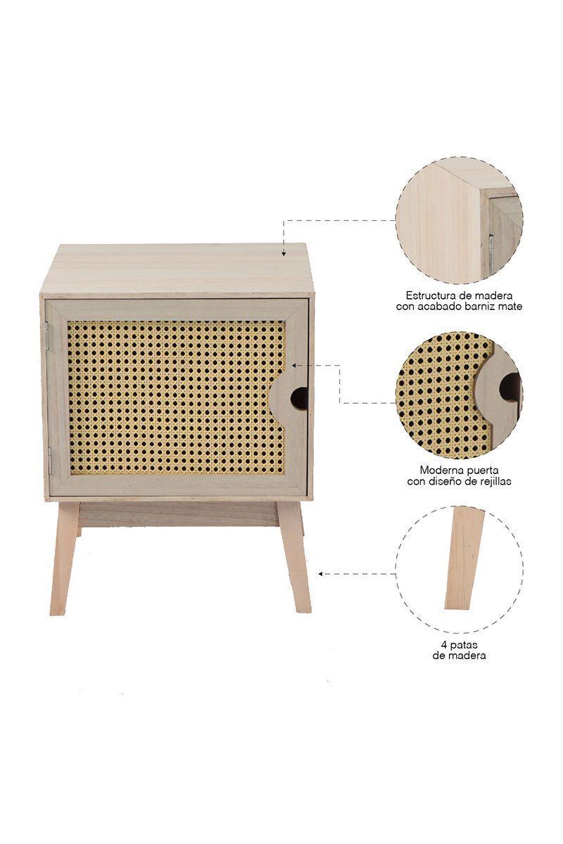 Velador Rejilla 1 Puerta Café-4