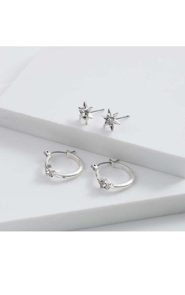 Set Aros Plateados Camellia Humana-0