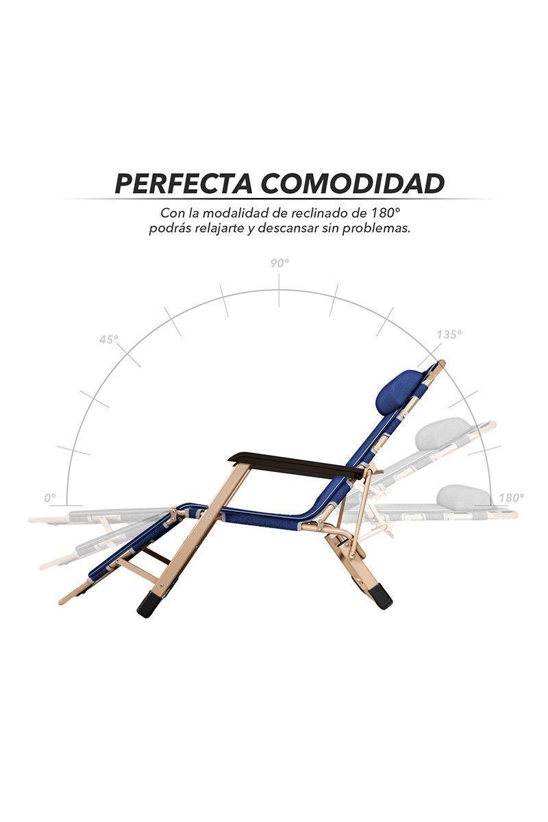 Reposera Plegable y Reclinable Azul-4