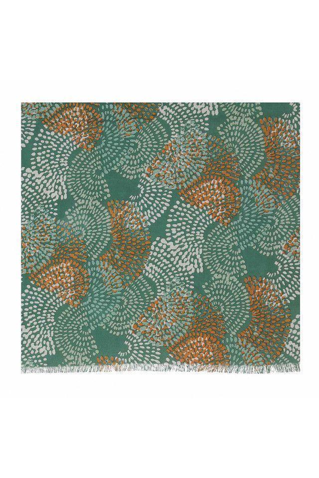 Pañuelo Estampado Verde Organic Nature Abanicos Humana-1