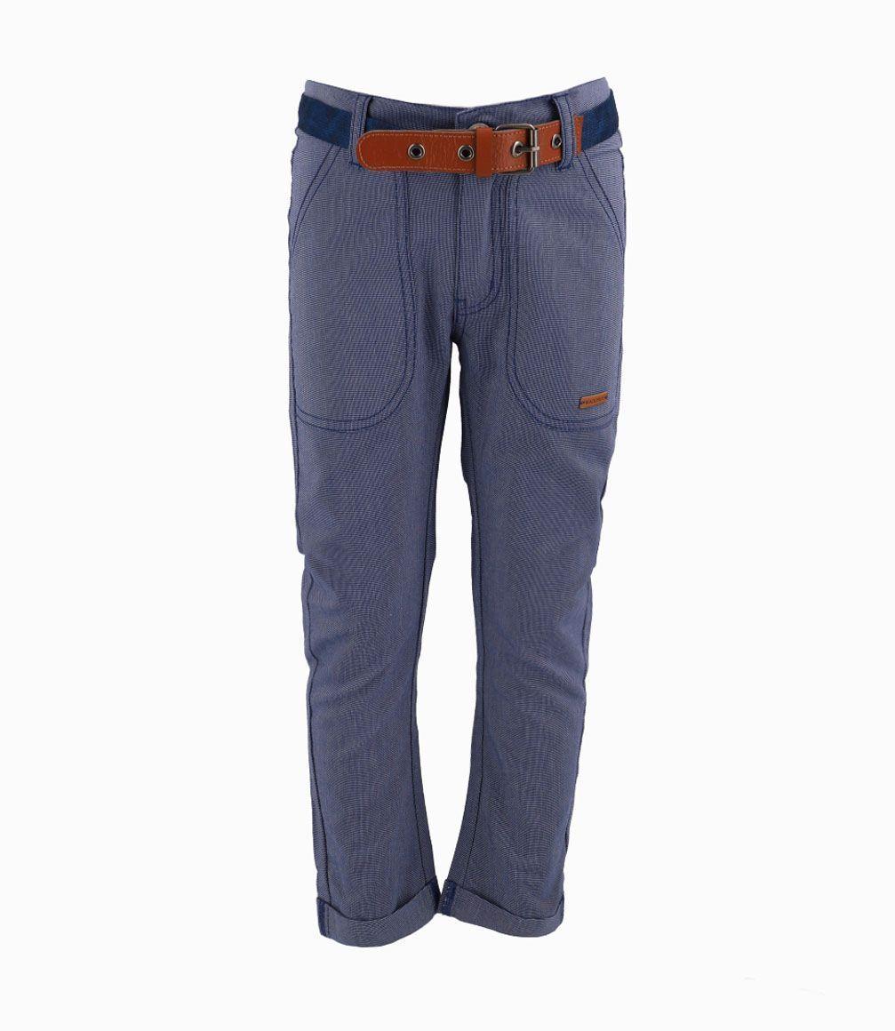 Pantalón Con Cinturón Algodón Niño Azul Piedra Black and Blue-0
