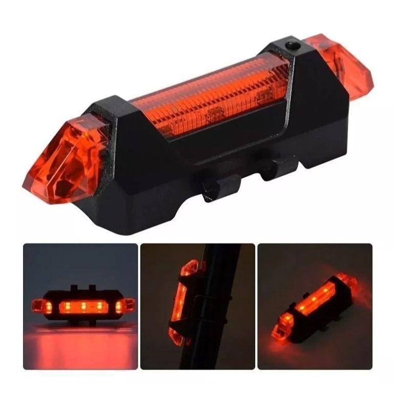 Pack 2 Luces Bici Recargables Usb Delantera + Trasera 5 Led-1
