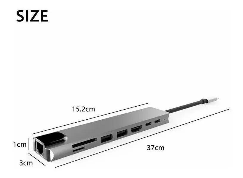 Hub Adaptador Usb Tipo C 8 En 1 - Macbook, Windows Ethernet-2