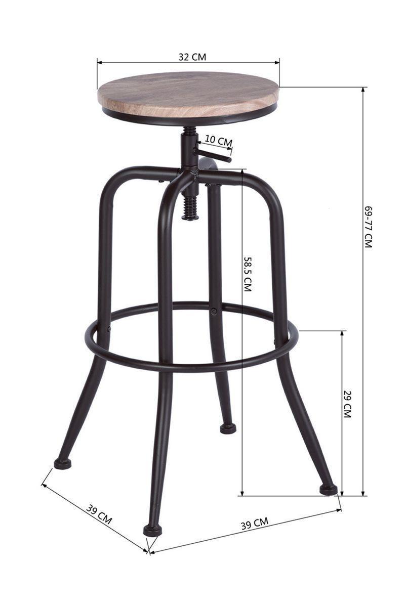 Piso Bar Taburete Altura Ajustable MDF y Metal-2