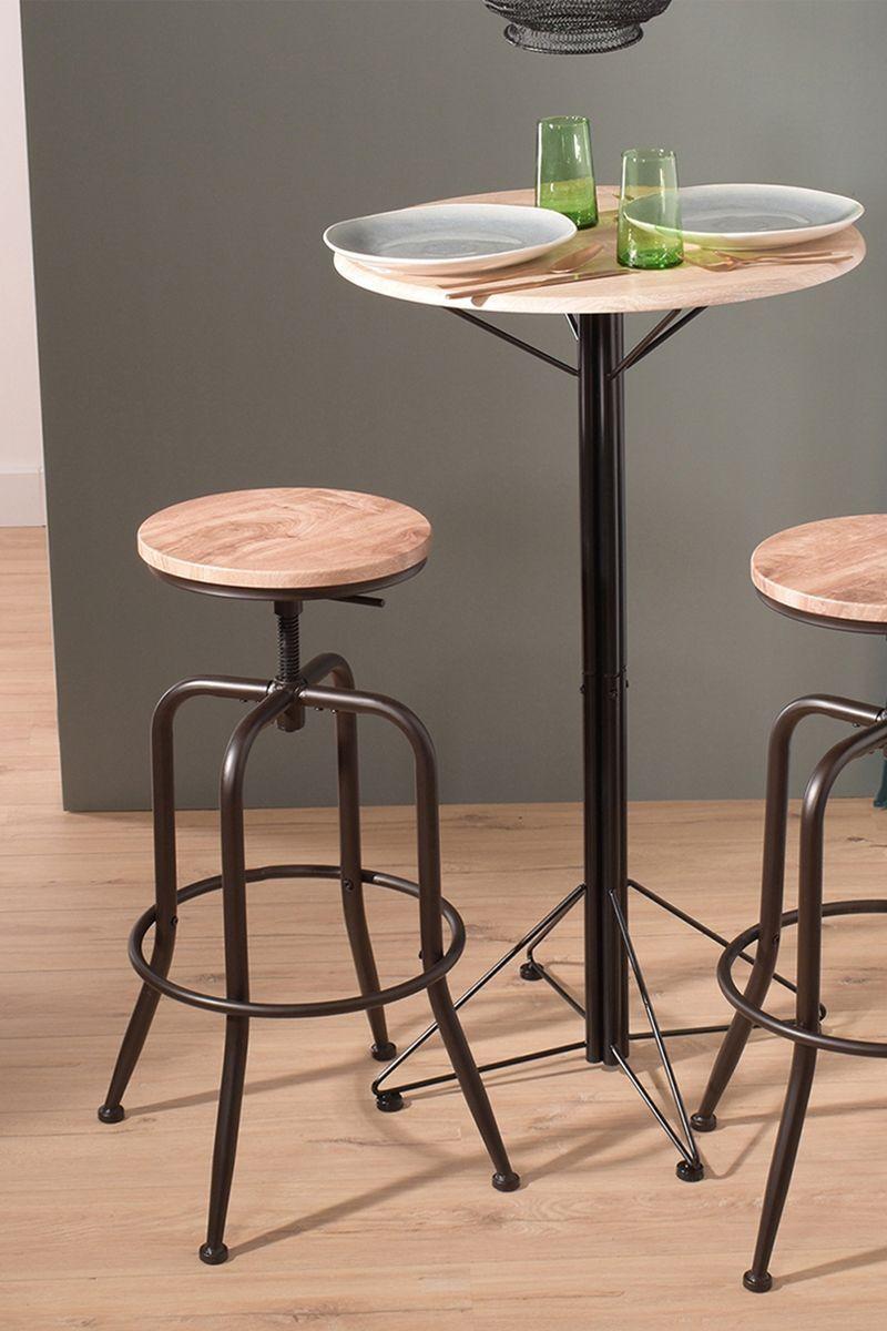 Piso Bar Taburete Altura Ajustable MDF y Metal-1