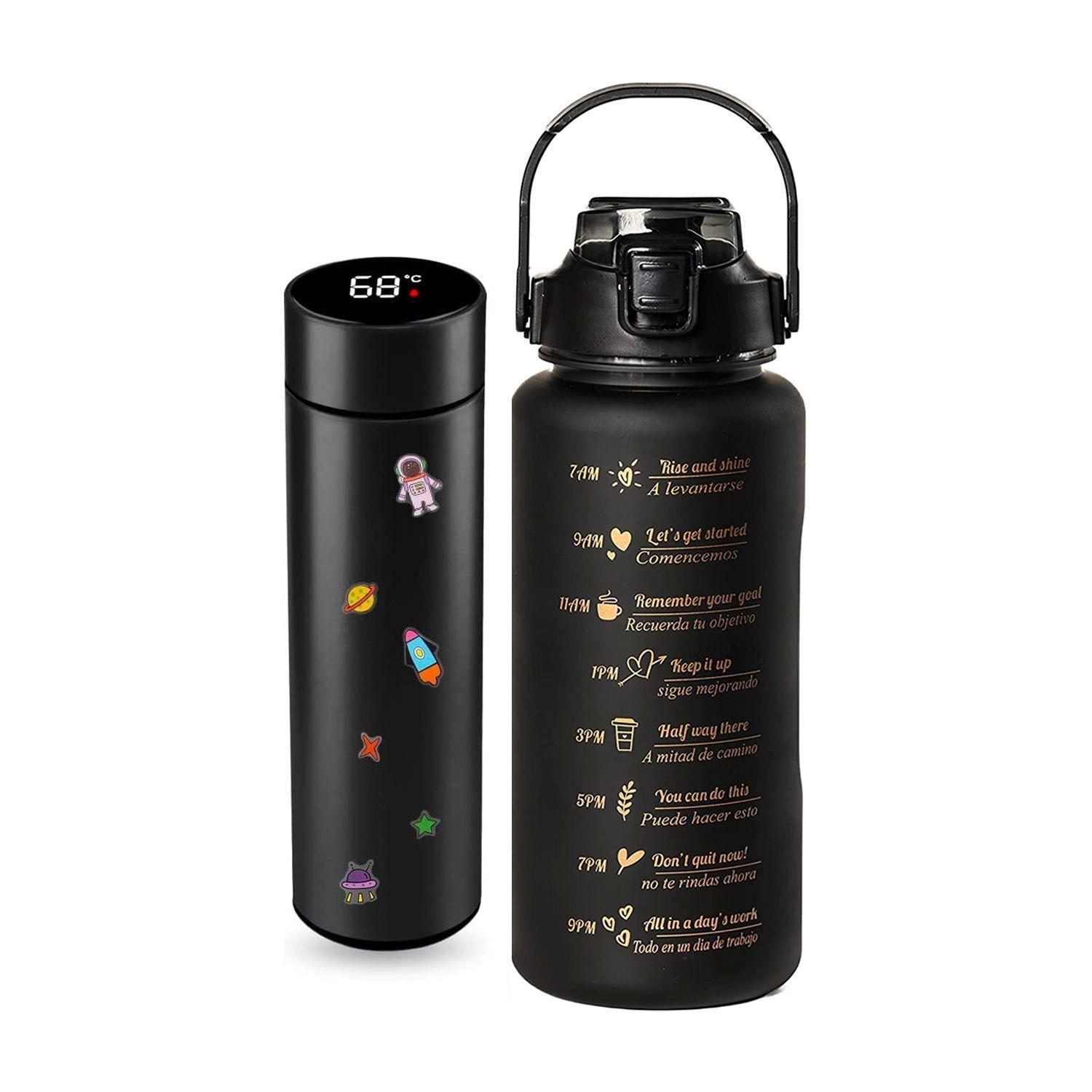 Botella de Agua Motivacional 2 Litros + Termo Digital 500 ml Refill-1