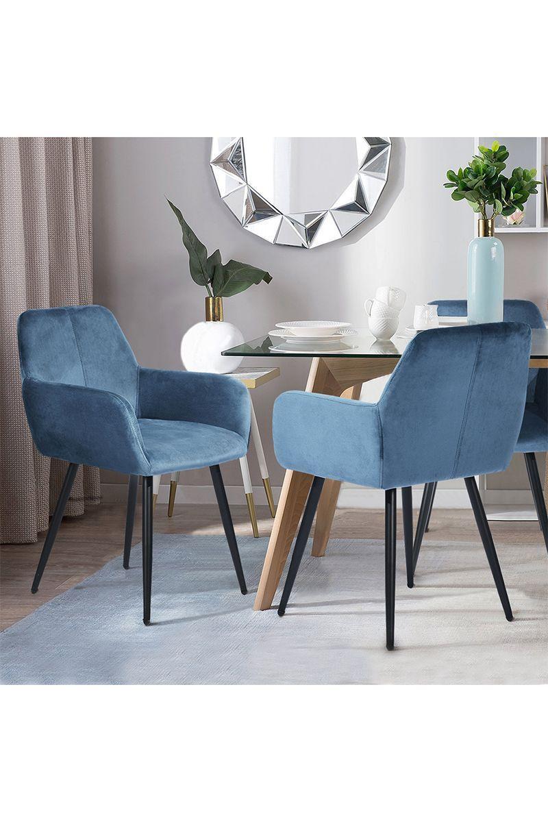 Pack 2 Silla Sitial Lyanco De Comedor Azul-1