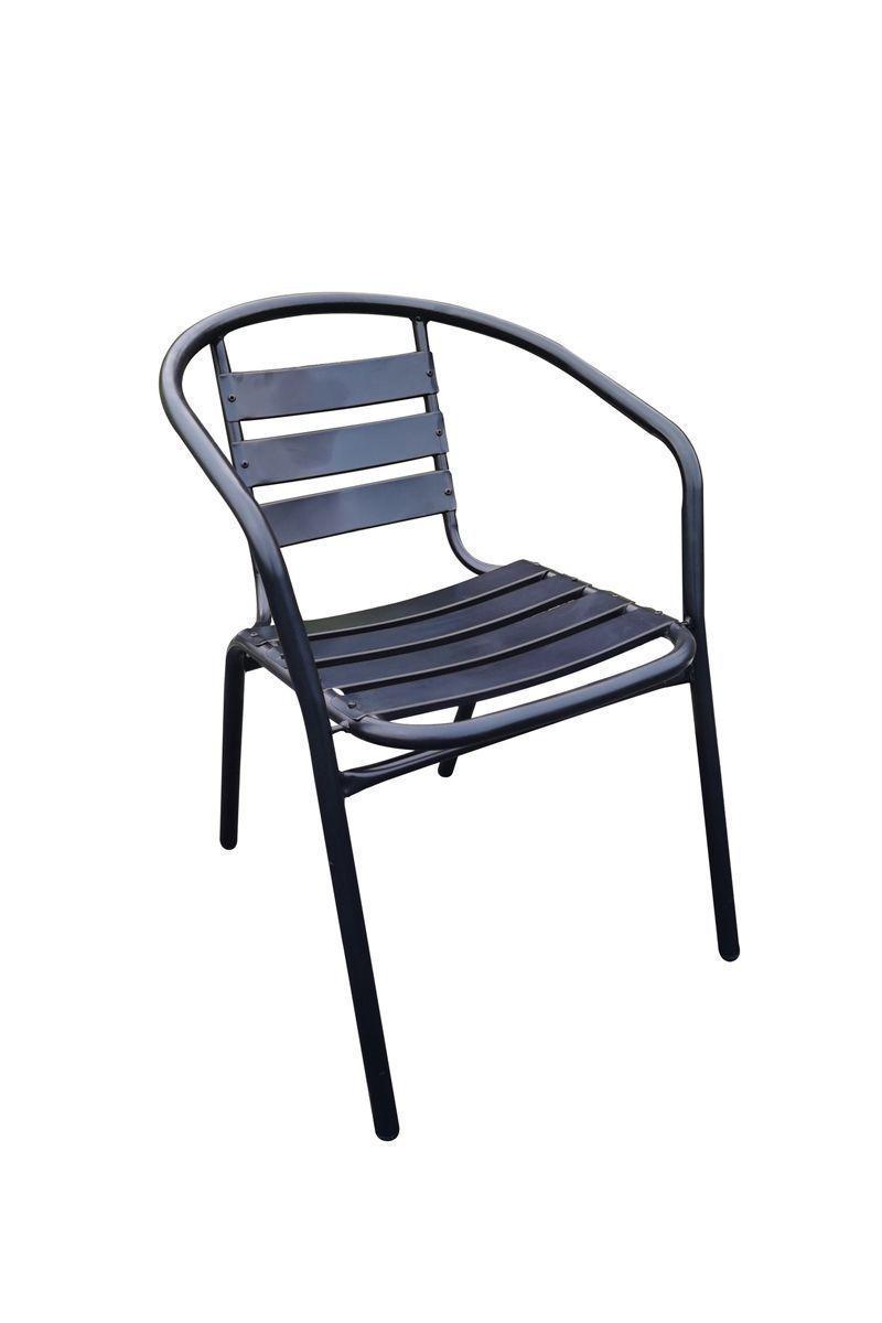 Set de Terraza de Acero y Mesa de Vidrio Negro-3