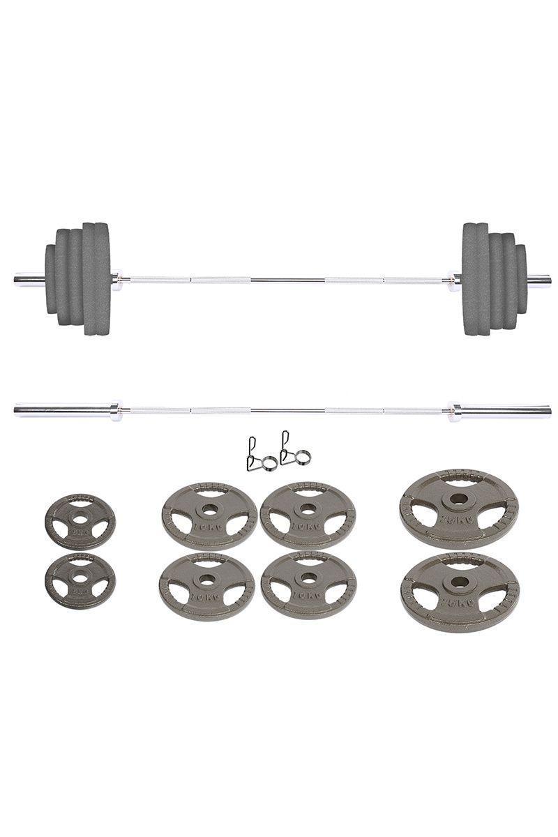 Pack Barra Olímpica 182 cm 28mm + 80 Kg Gris-0