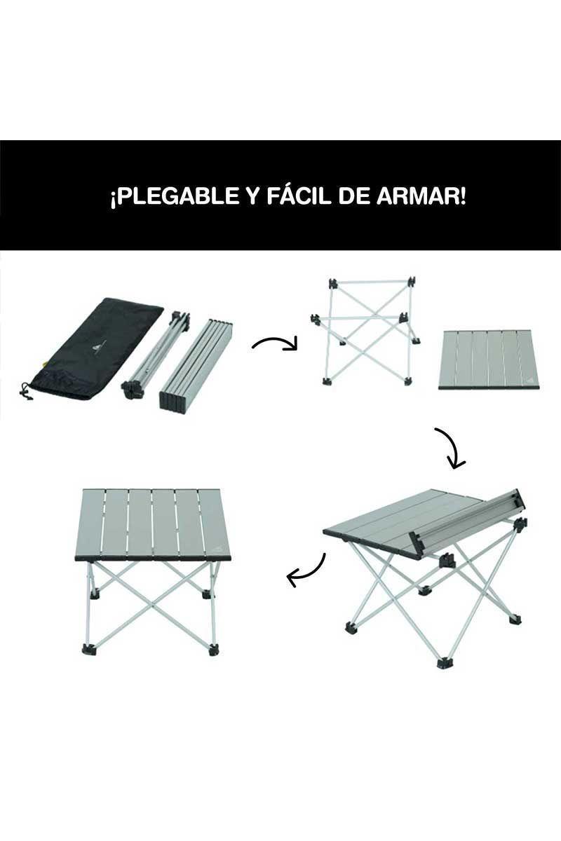 Mesa de Camping Plegable Portátil Gris-4