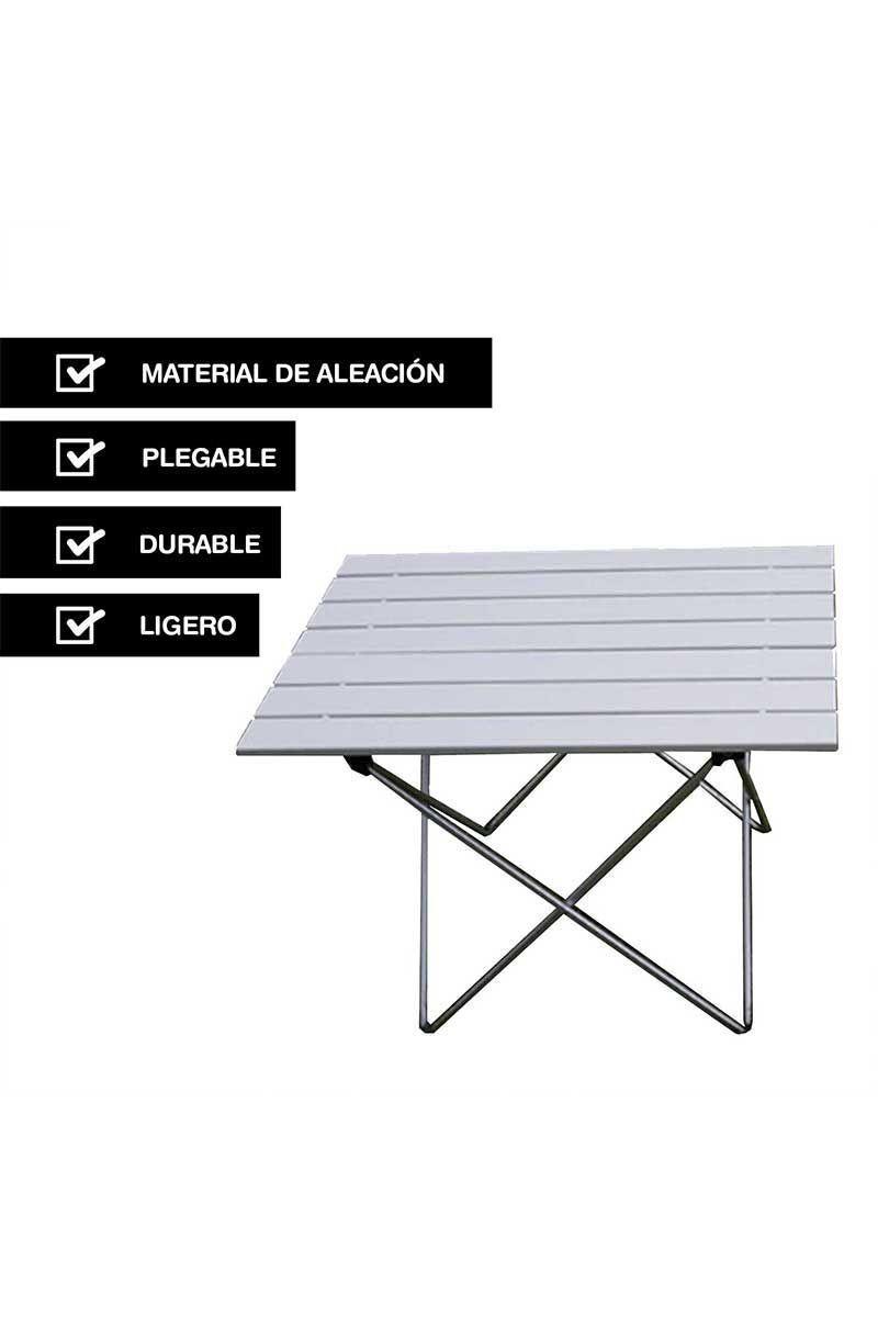 Mesa de Camping Plegable Portátil Gris-3