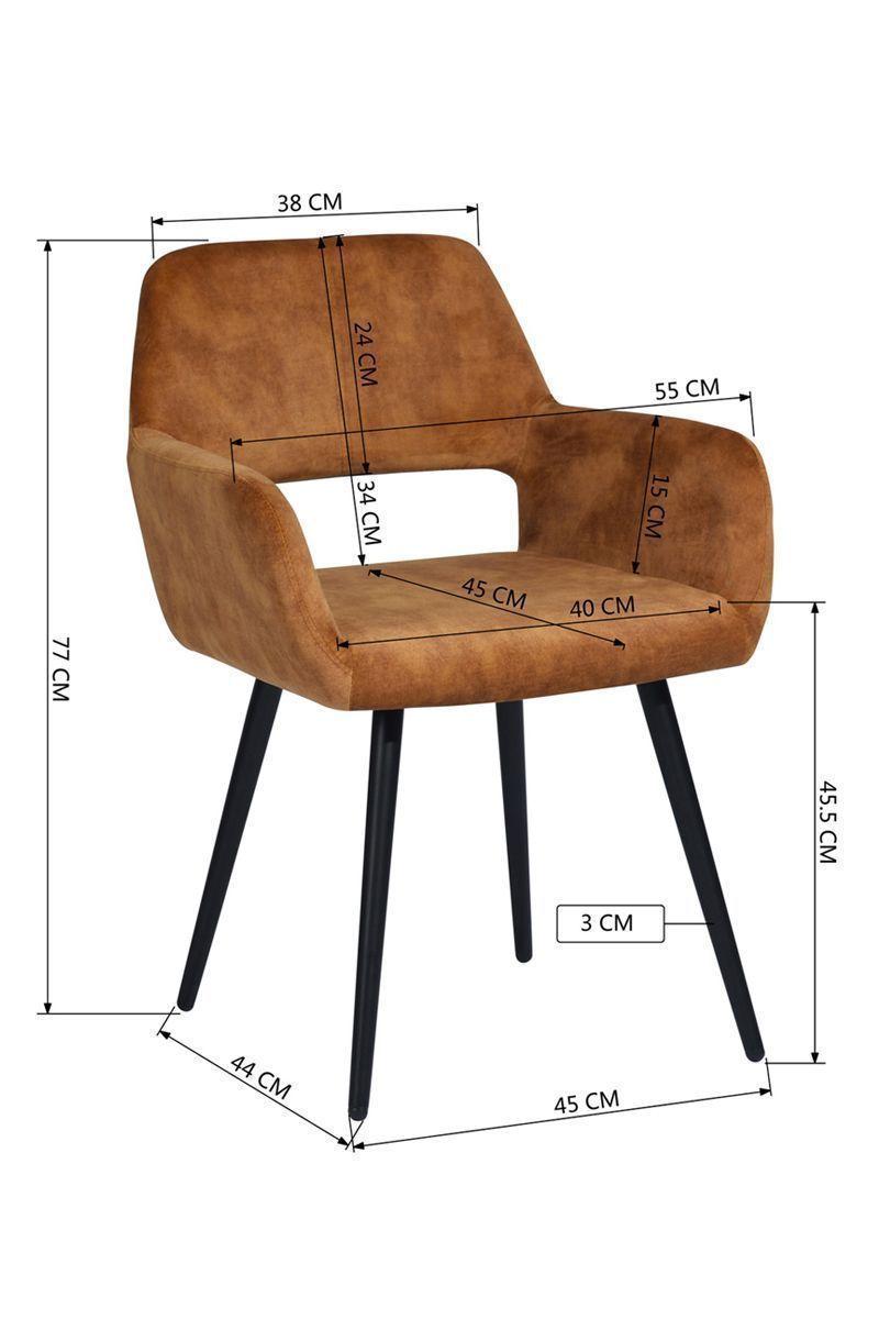 Silla Comedor Sitial Cromwell Terciopelo Mostaza-2