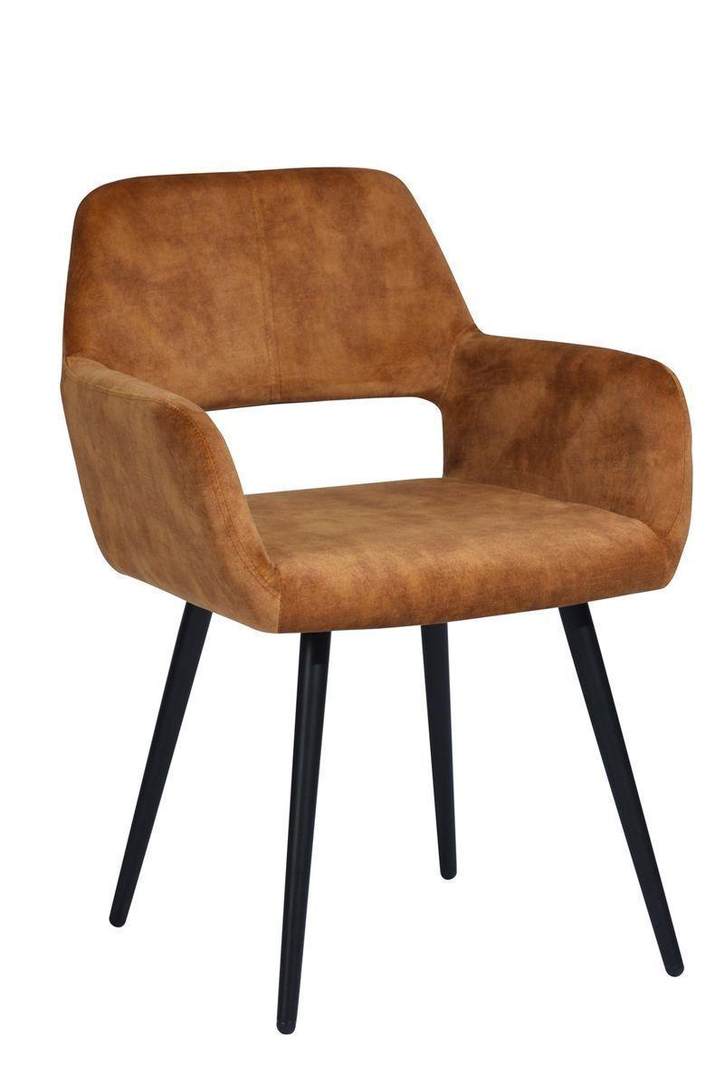 Silla Comedor Sitial Cromwell Terciopelo Mostaza-0