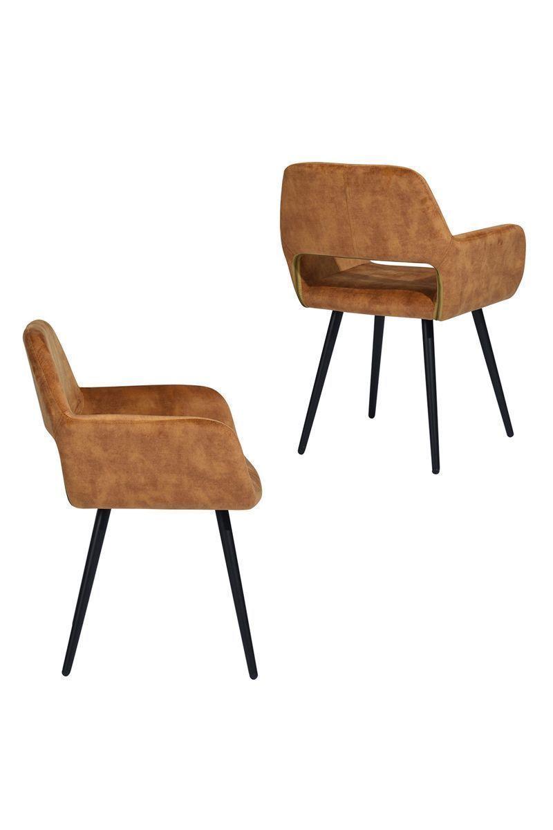 Silla Comedor Sitial Cromwell Terciopelo Mostaza-3