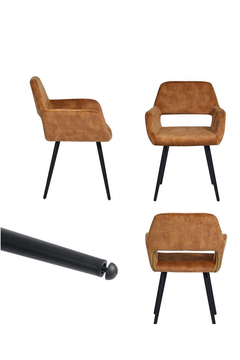 Silla Comedor Sitial Cromwell Terciopelo Mostaza-4